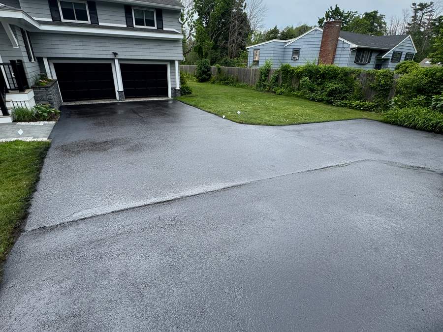 Residential asphalt after sealcoating and surface protection
